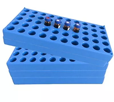 5 Packs Vial Rack Single Blue Holds 50 Standard 12 Mm 2 ML Vials Stackable Tu • $35.62