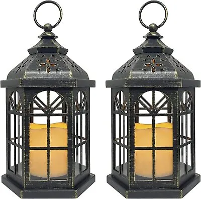 Ramadan Lantern Set Timer Vintage Decorative Lanterns LED Flickering Candles • $53