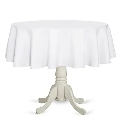 White Round Tablecloth 60 Inch Stain And Wrinkle Resistant Washable Polyeste... • $18.55
