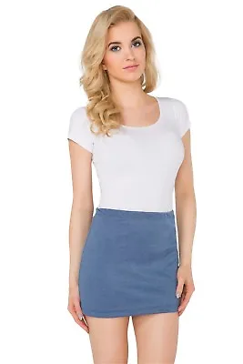 Womens Pencil Mini Skirt Stretchy Summer Elasticated Bodycon Sizes 8-22 PA11 • £5.99