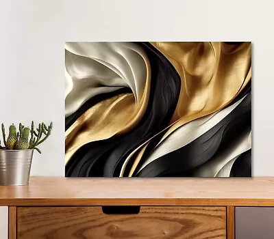 Golden 3D Abstract 5mm Thick Plastic Poster Ready To Hang 60x45cm • $28.99