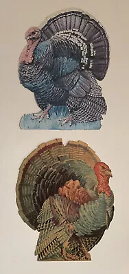 Vintage Thanksgiving Die Cut  Turkey Decorations Lot Of 2 USA • $10