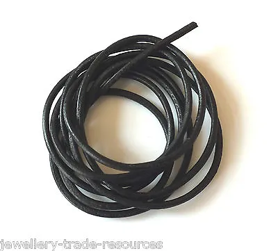 BLACK 100% NATURAL 2mm LEATHER CORD THONG THREAD NECKLACE & JEWELLERY GRIFFIN • £2.40