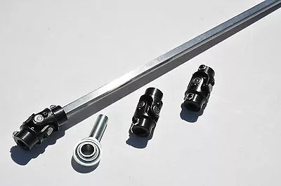 Mustang II POWER 3 Black U Joint 36  Polished Steering Shaft + Support Kit 3' SS • $149