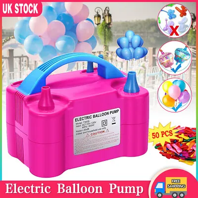 £2.49 • Buy Portable 600W Electric Air Balloon Pump 2 Nozzles Automatic Inflator+50x Balloon