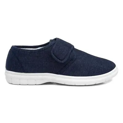 Hobos Mens Canvas Blue Adults Slip On Shoes Easy Fasten Broderick SIZE • £7.99