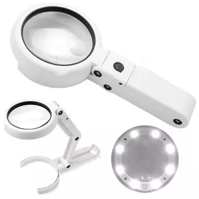 5X 11X Magnifying Glass With Light 8 LED LAMP Magnifier Foldable Stand Table • $12.60