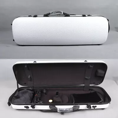 White 4/4 Violin Case Oblong Carbon Fiber Violin Box Light Strong Carry Violin • $129