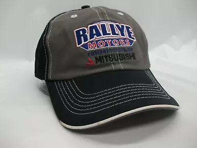 Rallye Motors Mitsubishi Dealership Hat Black Gray Hook Loop Baseball Cap • $19.99
