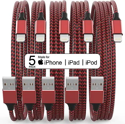 $22.99 • Buy 5Pack(3/3/6/6/10 FT)[Apple MFi Certified] IPhone Charger Long Lightning Cable Fa
