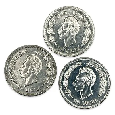 Lot Of 3 Ecuador 1 Sucre Coins - 1974 1975 & 1986 #SAM8126S • $3.40
