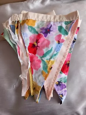 Vintage Fabric Bunting 10ft Long  / 120  Floral Plain Garden Party Summer Fete • £10