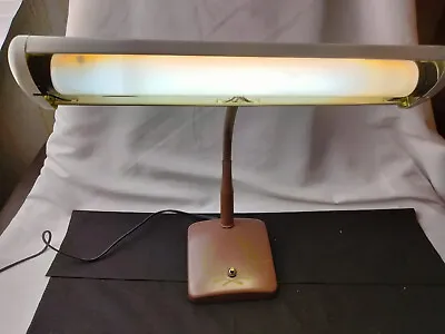 Vintage Keystone Gooseneck  Adjustable Metal Desk Table Banker Light Mid Century • $20