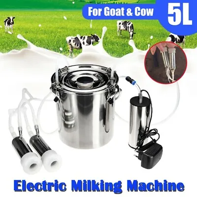 5L Electric Milking Machine Sheep Goat Cow Dual Head Vacuum Impulse Pump Milker • $127.39
