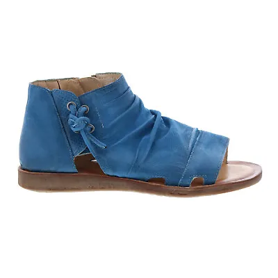 Miz Mooz Fuller Womens Blue Leather Zipper Strap Sandals Shoes • $40.99