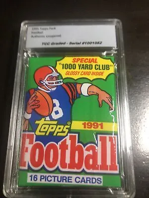 $10 • Buy 1991 Topps Football Pack Certified Graded Authentic Unopened Encapsulated
