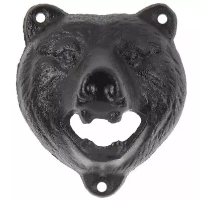 Brown Bear Head Beer Bottle Opener Cast Iron Wall Mounted Cabin Lodge Bar Decor • $10