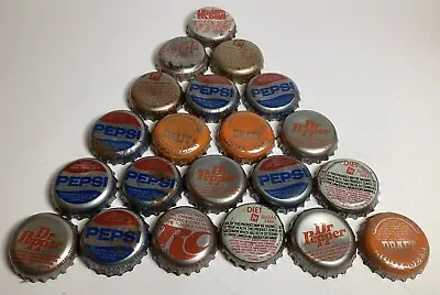 Lot Of 21 Vintage Soda Pop Bottle Caps Lids Pepsi Coke Root Beer Dew Dr Pepper • $9