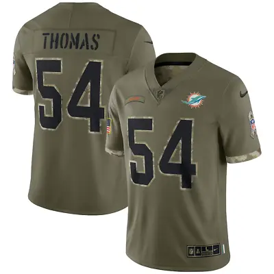 $55 • Buy Men's Miami Dolphins Zach Thomas Olive 2022 Salute To Service Retired Playe