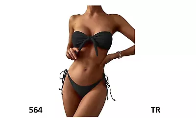 ZAFUL Women Strapless Bikini SwimsuitTieSide Scrunch Butt Bandeau Bikini SetXL • $15.98
