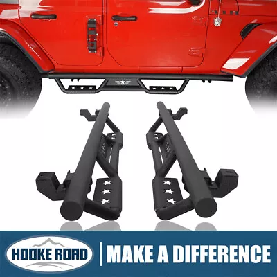 Fit Jeep Wrangler JL 2018-2024 4-Door Star Logo Side Step Nerf Bar Running Board • $229.33