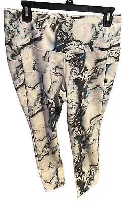 New MPG Sport High Waist Side Pockets  Legging Oil Paint Marble Teal Size XL A4 • $17.99