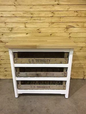£470 • Buy Rustic Wooden Pine Freestanding Kitchen Island Butchers Block Rack Unit Oak Top