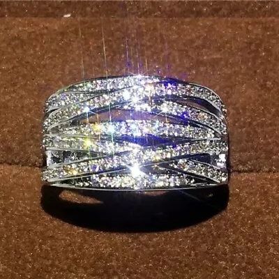 Lab-Created Diamond 2Ct Round Cut Women's Band Ring 14K White Gold Plated • $89.99