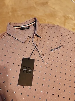 NEW 7 Diamonds Mens Polo Shirt Medium Light Purple Polka Dot Short Sleeve • $20