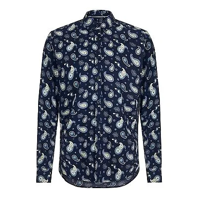 £42.99 • Buy Mens Merc London Paisley Shirt Mod Ska Retro Kean - Navy Blue