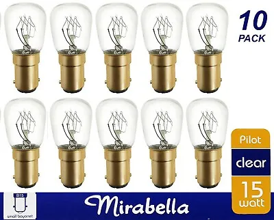 10 X 15W Clear Pilot Light Globes Bulbs Lamps B15 Small Bayonet SBC Mirabella • $38.75