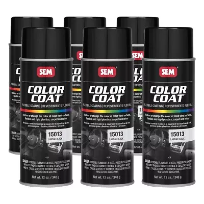 SEM 15013 Case Of Color Coat Landau Black Vinyl Spray Paint 12 Oz Aerosol 6 Cans • $102.61