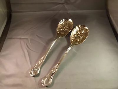 2 Vintage LEPPINGTON EPNS A1 Serving Spoons - Gold In Spoon Area - FREE SHIP • $24.95