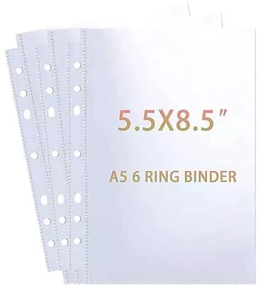 40 Pack 80 Pockets 5.5X8.5â€ Sheet Protector Sleeves For A5 6 Ring Binder • $13.66