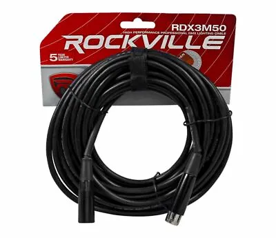 Rockville RDX3M50 50 Foot 3 Pin DMX Lighting Cable 100% OFC Copper Female 2 Male • $19.95