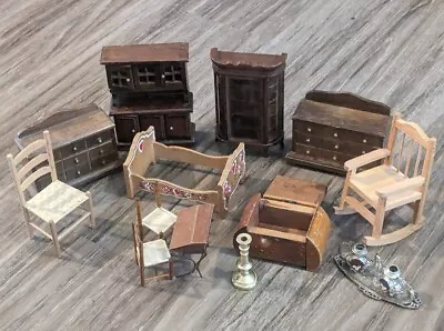 Vintage Miniature Decor Dollhouse Furniture Lot Of 15 Pieces Dresser Cabinets • $27.99