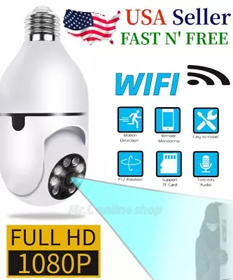 360° 1080P IP E27 Light Bulb Camera Wi-Fi IR Night Smart Home Wireless Security • $12.23