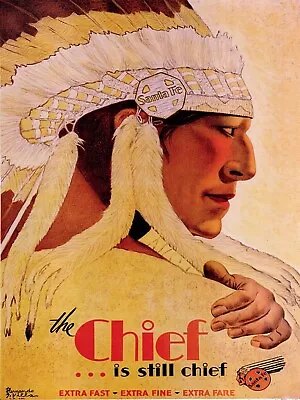 4603.Santa Fe.the Chief Is Still Chief.head Dress.POSTER.decor Home Office Art • $35