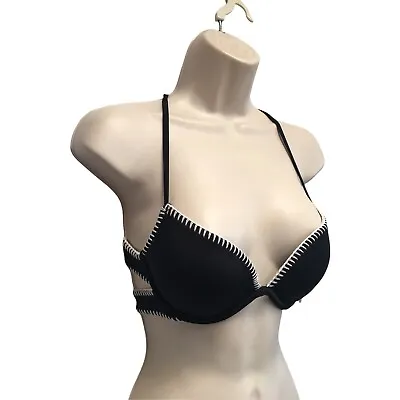 Victoria's Secret Black Macrame Strappy T-Back Bikini Top NWT 34B • $14.95