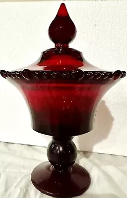 Vintage Gorgeous Deep Ruby Red Glass Lidded Compote Candy Dish • $24.99