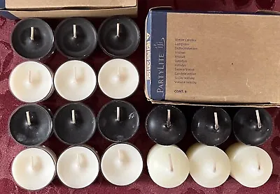 PartyLite BLACK VANILLA Tealight & Votive Candles New LOT 18 Black & White HTF • $18.50