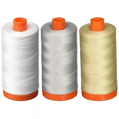 3-Pack - 50Wt - White + Dove + Light Beige Solid - Mako Cotton Thread - 1422Y • $71.67