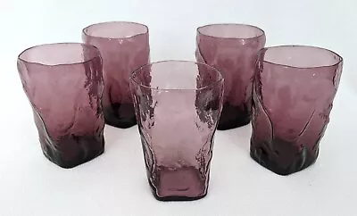 (5) Morgantown / Seneca ~ Crinkle 6oz Juice Glasses ~ Purple Amethyst ~ West Va • $34