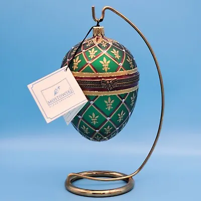 Komozja Mostowski Fleur De Lis Hinged Egg Christmas Ornament With Stand NO BOX • $52.98