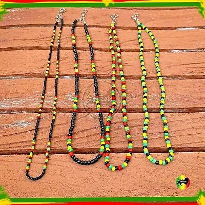 Rasta Necklace Glass Bead Handmade Jamaica Reggae Africa Beads Necklace 18-20  • $14.99