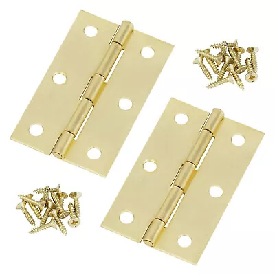 2 X Brass Door Hinges 3 Inch 75mm Ball Race Suit Internal Doors WITH SCREWS • £2.90