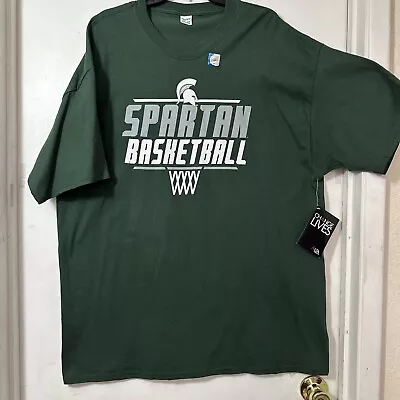 Michigan State Spartans “Spartan Basketball” Men’s Size 2XL Green T-Shirt New • $20