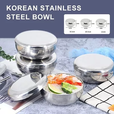 Stainless Steel Mixing Bowl Set With Lid Ideal For Mixing Seasoning And Serving • £10.10
