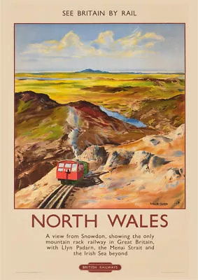 Vintage Poster North Wales By Rail Mount Snowdon Mountain Railway  BR  Advert • £5.99