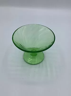 Vintage FEDERAL Green Vaseline Uranium Glass Paneled Footed Dessert/Sherbet Cup • $6.99